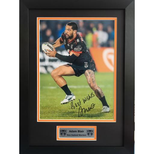 Adam Blair NZ Warriors Signed Framed Photo Display