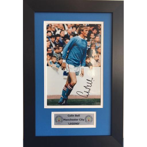 Colin Bell Manchester City Signed Framed Photo Display