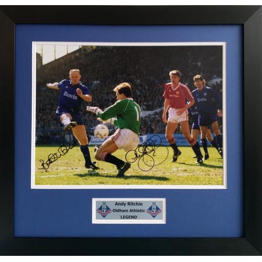 Andy Ritchie Signed Oldham Athletic v Utd Photo Display