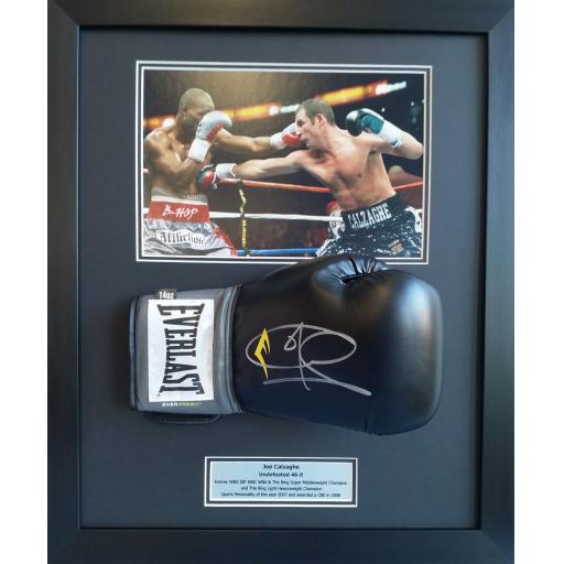 Joe Calzaghe Signed Boxing Glove in Black Display