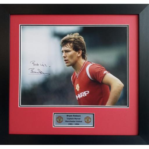 Bryan Robson Signed Manchester United Photo Display
