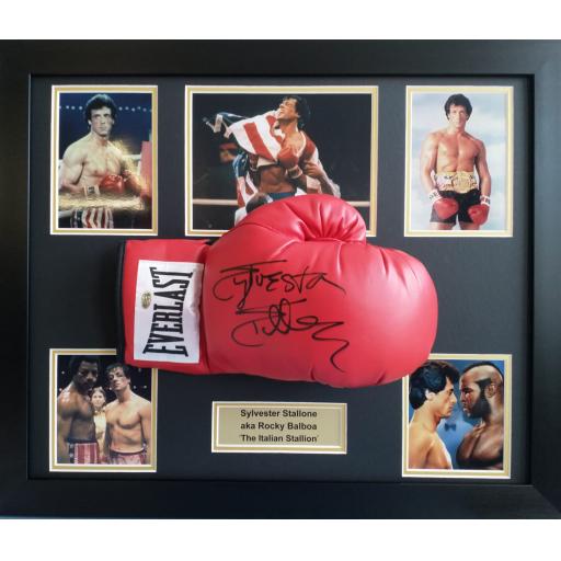 Sylvester Stallone Signed Boxing Glove Display