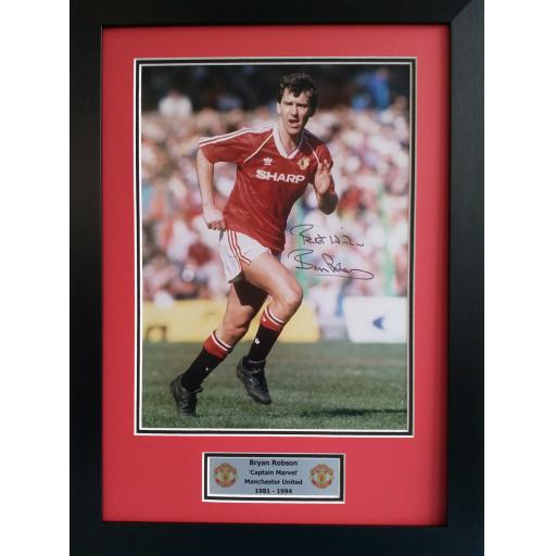 Bryan Robson Signed Manchester United Running Photo Display