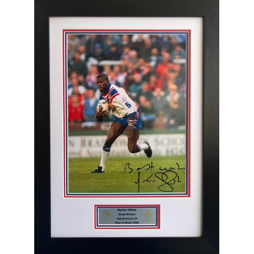 Martin Offiah Signed Great Britain Photo Display