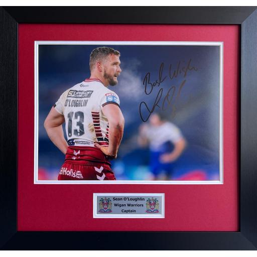 Sean O’Loughlin Signed Wigan Warriors Side On Photo Display