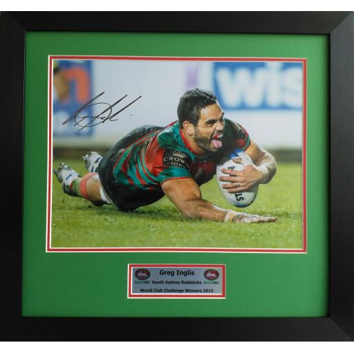 Greg Inglis South Sydney Signed TRY Photo Display