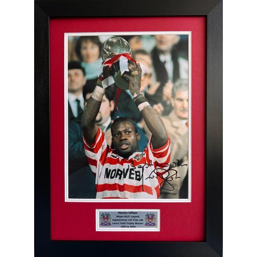 Martin Offiah Wigan Signed Photo Display