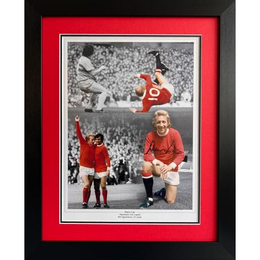 Denis Law Signed Manchester United Montage Display