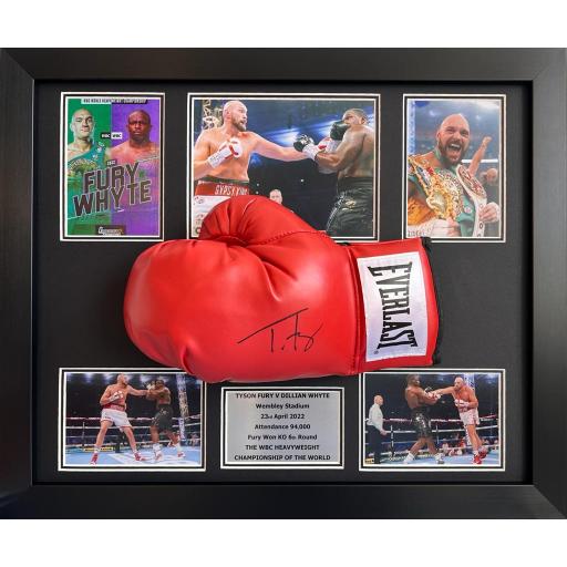Signed Tyson Fury Glove v Dillian Whyte Display