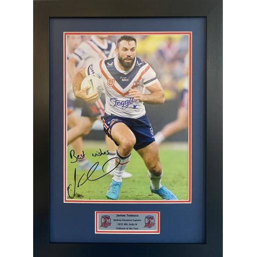 James Tedesco Signed Sydney Roosters Photo Display