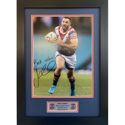 James Tedesco Sydney Roosters Signed Photo Display