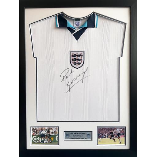 Paul Gascoigne Signed Euro 96 Shirt Display
