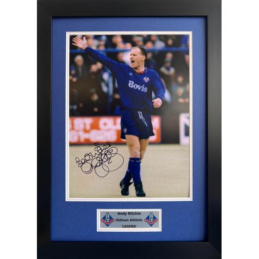 Andy Ritchie Signed Oldham Athletic Photo Display