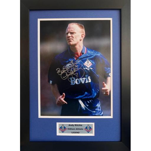 Andy Ritchie Signed Oldham Athletic Photo Display
