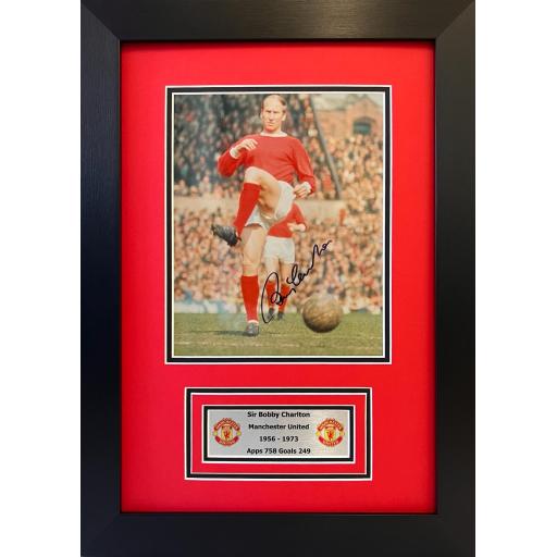 Bobby Charlton Signed Manchester United  Photo