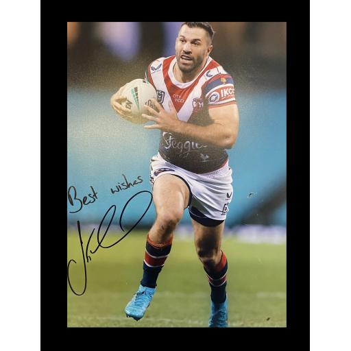 James Tedesco Sydney Roosters signed photo in home kit